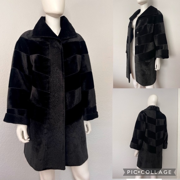 NWT WOMEN COAT OVERSIZED BLACK‎ LINED OUTERWEAR JACKET PAGLAN SLEEVES RHINESTONE - Picture 1 of 11